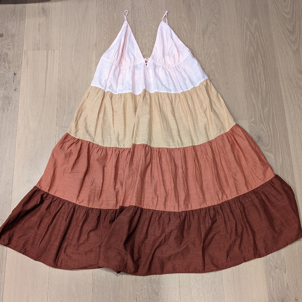 NWOT Anthropologie Tiered Maxi Dress in Pink, Cream, Tan, Rust, Brown